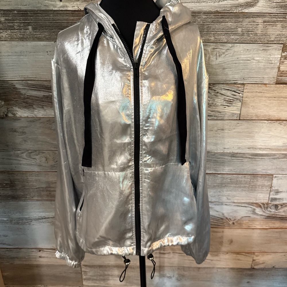 Forever 21 Shimmering Silver Bomber Jacket